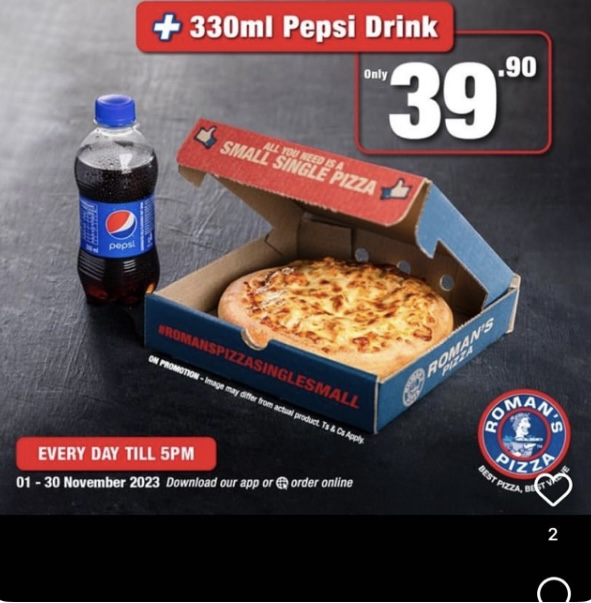 Small Single Pizza R39.90