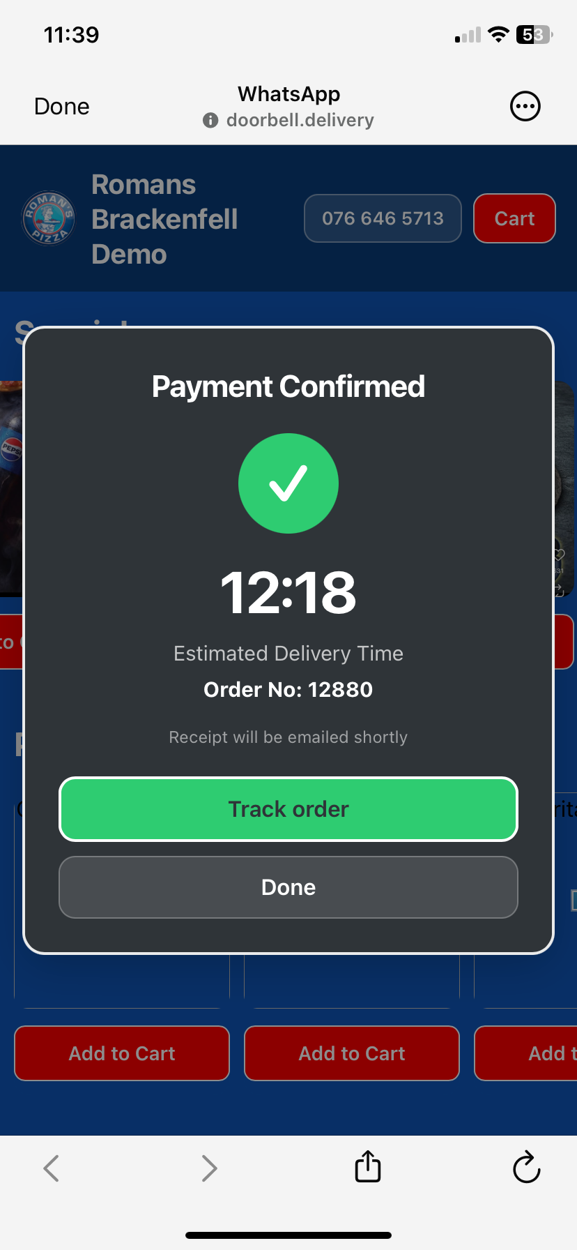 Payment confirmation